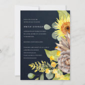 NAVY SUNFLOWER EUCALYPTUS FLORAL DUSCHE MIT PER MA EINLADUNG (Vorderseite)