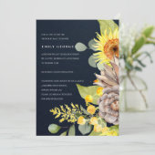 NAVY SUNFLOWER EUCALYPTUS FLORAL DUSCHE MIT PER MA EINLADUNG (Stehend Vorderseite)