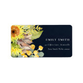 NAVY SUNFLOWER EUCALYPTUS PINE FLORAL ADRESSE ADRESSAUFKLEBER (Vorne)