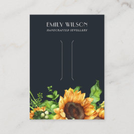 NAVY SUNFLOWER FALL AUTUMN HAIR CLIP DISPLAD CARD VISITENKARTE