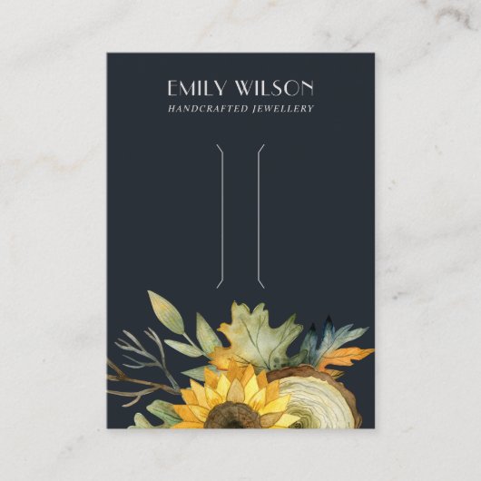 NAVY SUNFLOWER FALL AUTUMN HAIR CLIP DISPLAY VISITENKARTE (Vorderseite)