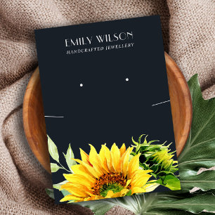 NAVY SUNFLOWER FALL NECKLACE EARRING DISPLAD VISITENKARTE