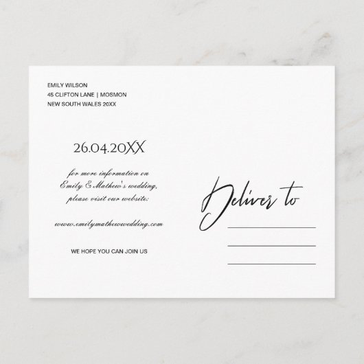 NAVY SUNFLOWER WASSERFLORALE SAVE THE DATE ANKÜNDIGUNGSPOSTKARTE (Rückseite)