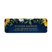Navy Sunflowers Hochzeitrücksendesiegel (Vorne)