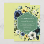 Navy Sunlit Meadow Wedding Einladung (Vorne/Hinten)