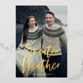 Navy Sweater Weather Foto Folien Feiertagskarte (Vorderseite)
