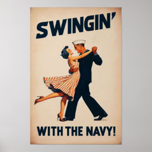 Navy Swing Dance Night Delight Poster
