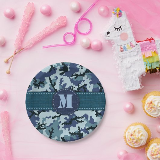 Navy-Tarnung Pappteller (Party)