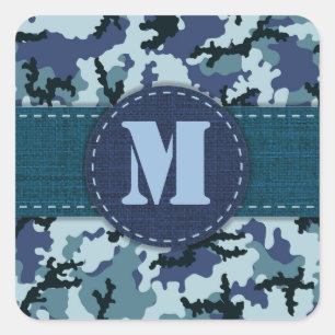 Navy-Tarnung Quadratischer Aufkleber