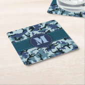 Navy-Tarnung Rechteckiger Pappuntersetzer (angewinkelt)
