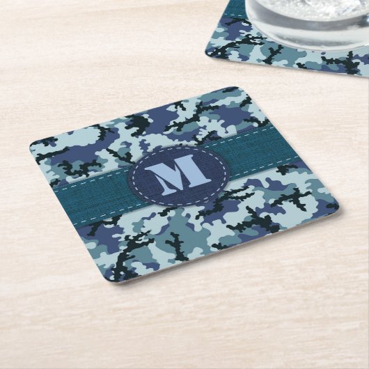 Navy-Tarnung Rechteckiger Pappuntersetzer (angewinkelt)