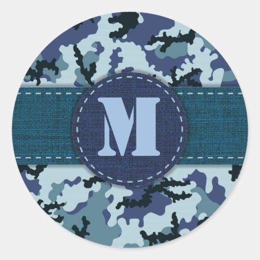 Navy-Tarnung Runder Aufkleber (Vorderseite)