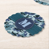 Navy-Tarnung Runder Pappuntersetzer (angewinkelt)