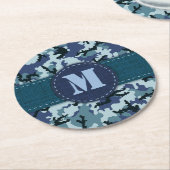 Navy-Tarnung Runder Pappuntersetzer (Angewinkelt)