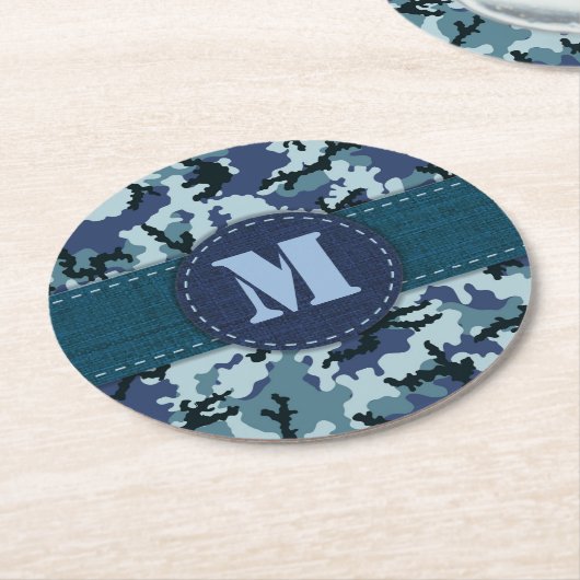 Navy-Tarnung Runder Pappuntersetzer (Angewinkelt)