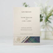 Navy Tartan Distel Save-the-Date-Karte Save The Date (Stehend Vorderseite)