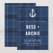 Navy Tartan Invitation Einladung (Vorne/Hinten)