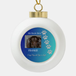 Navy Teal Pawprints Pet Tribute Keramik Kugel-Ornament