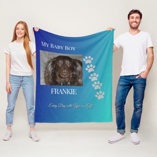 Navy Teal Pawprints Tribute Fleecedecke (Beispiel)