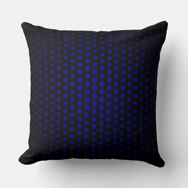 Navy Techno Dots Modern Black Kissen (Vorderseite)