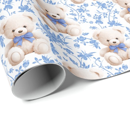 Navy Teddy Bär Babydusche Packpapier (Rolleneckpunkt)