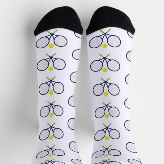 Navy Tennis Racquets Pattern Socks Socken (Oben)