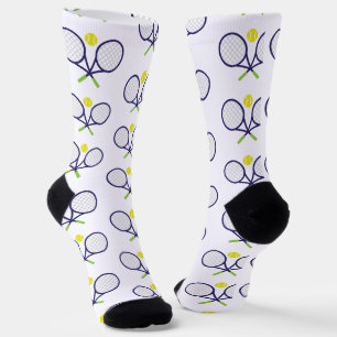 Navy Tennis Racquets Pattern Socks Socken