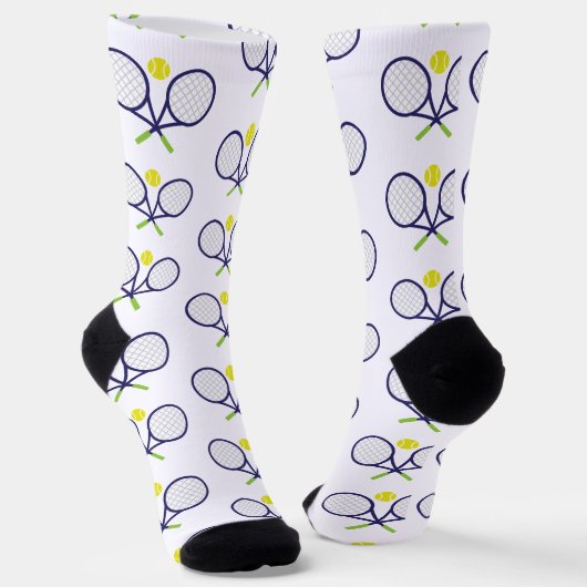 Navy Tennis Racquets Pattern Socks Socken (Gewinkelt)