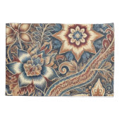 Navy Terracotta Boho Batik Floral Watercolor Kissenbezug (Rückseite)