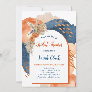 Navy Terracotta Boho Bridal Shower Invitation Einladung