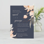 NAVY TERRACOTTA RED FLORAL PROBE DINNER EINLADEN DANKESKARTE (Stehend Vorderseite)