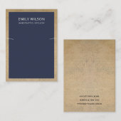 NAVY TERRACOTTA TEXTURE BORDER NECKLACE DISPLAY VISITENKARTE (Vorne/Hinten)