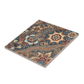 Navy Terrakotta Batik Boho Aquarell Blumenmuster Fliese (Seite)