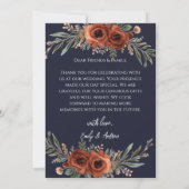 Navy Terrakotta Blumen Boho Hochzeit Danke (Rückseite)