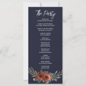 Navy Terrakotta Blumen Boho Hochzeitsprogramm (Rückseite)