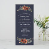 Navy Terrakotta Blumen Boho Hochzeitsprogramm (Stehend Vorderseite)