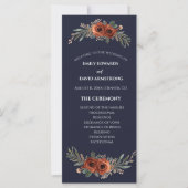 Navy Terrakotta Blumen Boho Hochzeitsprogramm (Vorderseite)
