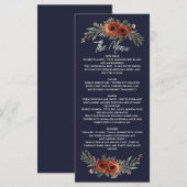Navy Terrakotta Boho Blumen Menükarte (Vorne/Hinten)