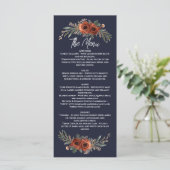 Navy Terrakotta Boho Blumen Menükarte (Stehend Vorderseite)