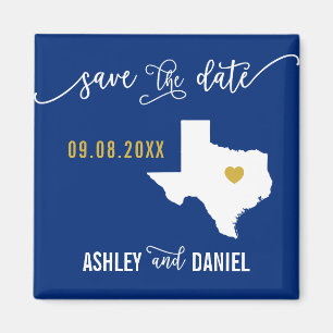 Navy Texas Hochzeit Speichern Sie die Datumskarte Magnet