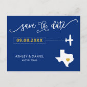 Navy Texas Hochzeit Speichern Sie die Datumskarte  Postkarte (Vorderseite)