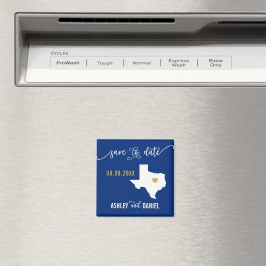 Navy Texas Wedding Speichern Sie die Datumskarte Magnet (In Situ (Geschirrspüler))