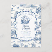 Navy Toile Nautical Baby Shooter Diapper Raffle Begleitkarte (Vorderseite)