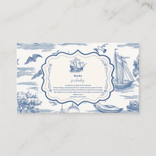 Navy Toile Nautical Baby Shooting Books for Baby Begleitkarte (Vorderseite)