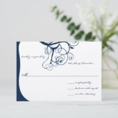Navy Tree Wirbel Hochzeit RSVP Einladungen (Stehend Vorderseite)