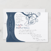 Navy Tree Wirbel Hochzeitsfeier Einladung (Vorderseite)