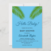 Navy Tropical Palm Coastal Beach Hallo Baby Dusche Einladung (Vorderseite)