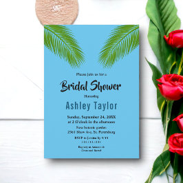 Navy Tropical Palm Leaf Beach Brautparty Einladung