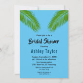 Navy Tropical Palm Leaf Beach Brautparty Einladung (Vorderseite)