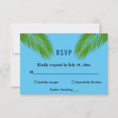 Navy Tropical Palm Leaf Blue Summer Beach Hochzeit RSVP Karte (Vorderseite)